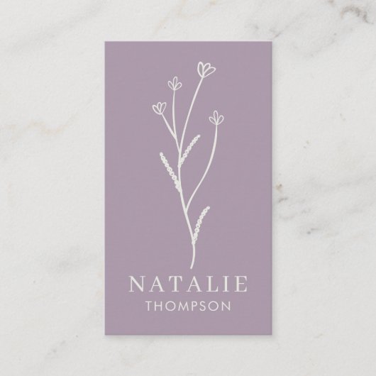 Trendy Boho chique minimalistische Lila lavendelbl Visitekaartje (Voorkant)