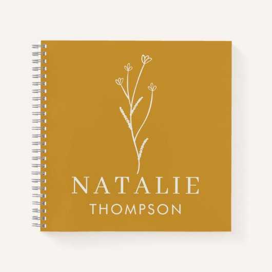 Trendy Boho chique minimalistische maatmosterd gee Notitieboek (Voorkant)