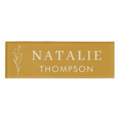 Trendy Boho chique minimalistische mosterd geel op Naambadge (Voorkant)