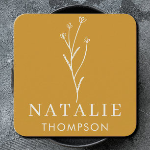 Trendy Boho chique minimalistische mosterd geel Vierkante Visitekaartje