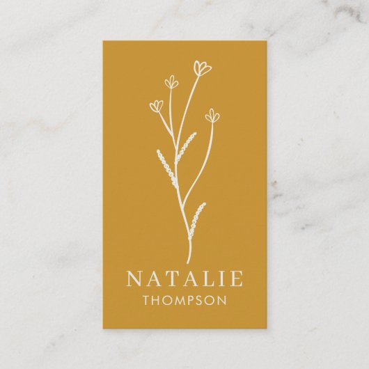 Trendy Boho chique minimalistische mosterd geel Visitekaartje (Voorkant)