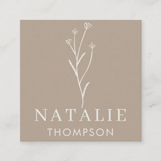 Trendy Boho chique minimalistische rustieke Greig  Vierkante Visitekaartje (Voorkant)