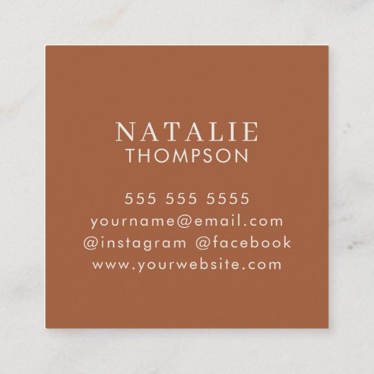 Trendy Boho chique minimalistische terracotta bloe Vierkante Visitekaartje (Achterkant)