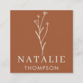 Trendy Boho chique minimalistische terracotta bloe Vierkante Visitekaartje (Voorkant)