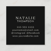 Trendy Boho chique minimalistische zwart-witte blo Vierkante Visitekaartje (Achterkant)