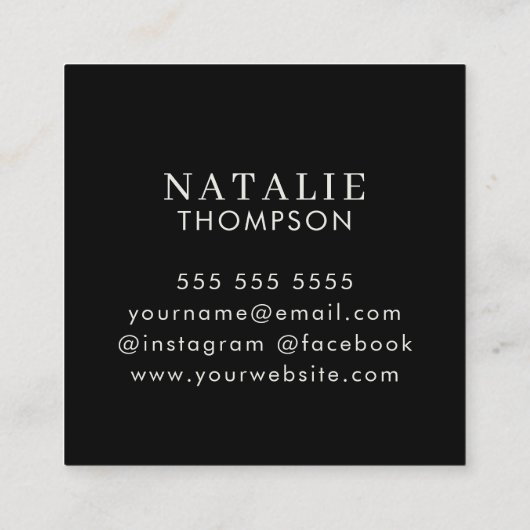 Trendy Boho chique minimalistische zwart-witte blo Vierkante Visitekaartje (Achterkant)