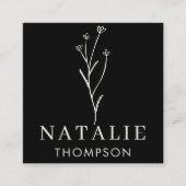 Trendy Boho chique minimalistische zwart-witte blo Vierkante Visitekaartje (Voorkant)
