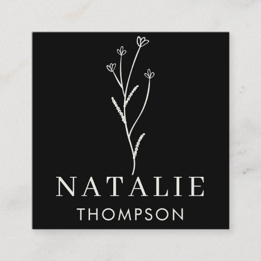 Trendy Boho chique minimalistische zwart-witte blo Vierkante Visitekaartje (Voorkant)