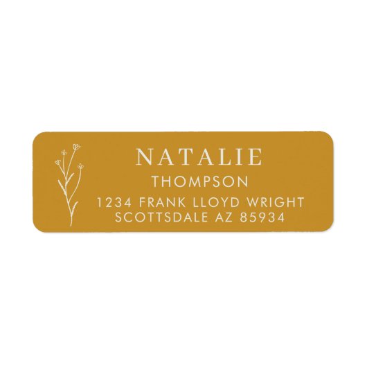 Trendy Boho Chique Mosterd Geel retouradres Etiket (Voorkant)