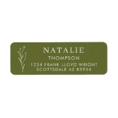 Trendy Boho chique olijfgroen retouradres Etiket (Voorkant)