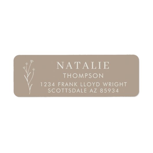 Trendy Boho chique paddenstoel bruin retouradres Etiket (Voorkant)