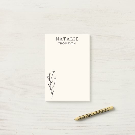 Trendy Boho chique rustieke zwarte bloem gepersona Post-it® Notes (Op bureau)