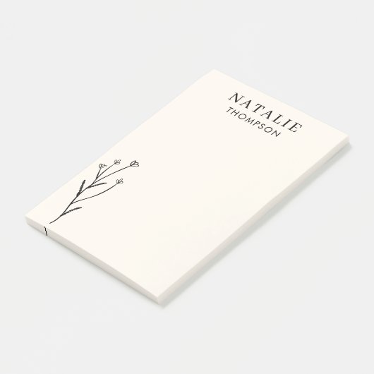 Trendy Boho chique rustieke zwarte bloem gepersona Post-it® Notes (Schuin)