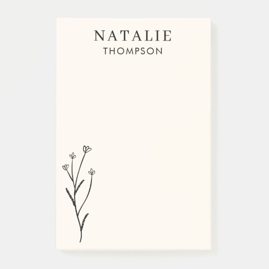 Trendy Boho chique rustieke zwarte bloem gepersona Post-it® Notes (Voorkant)