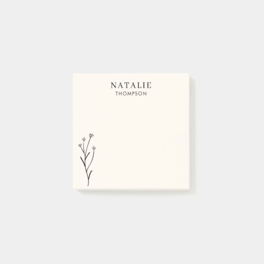 Trendy Boho chique rustieke zwarte bloem gepersona Post-it® Notes (Voorkant)