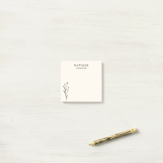 Trendy Boho chique rustieke zwarte bloem gepersona Post-it® Notes (Op bureau)