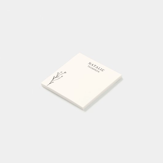 Trendy Boho chique rustieke zwarte bloem gepersona Post-it® Notes (Schuin)