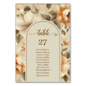 Trendy Boho Copper Ivory Olive Floral Table Number Kaart (Voorkant)