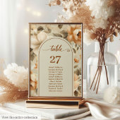 Trendy Boho Copper Ivory Olive Floral Table Number Kaart