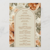 Trendy Boho Copper Ivory Olive Sage Floral Wedding Programmakaart (Achterkant)