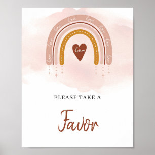 Trendy Boho Copper Rust Blush Rainbow Favor Sign Poster
