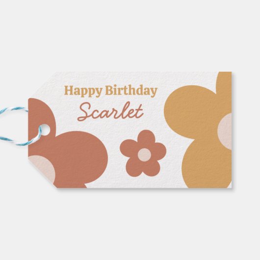 Trendy Boho Daisies Cadeaulabel (Achterkant Horizontaal)