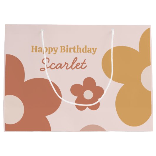 Trendy Boho Daisies Groot Cadeauzakje (Achterkant)