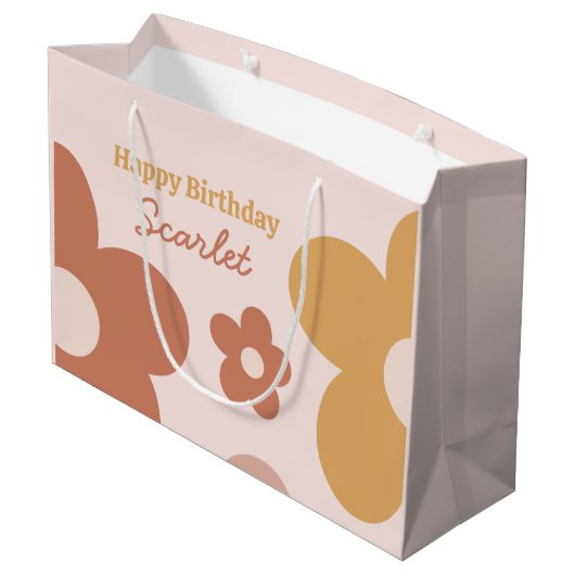 Trendy Boho Daisies Groot Cadeauzakje (Achterkant Gekanteld)