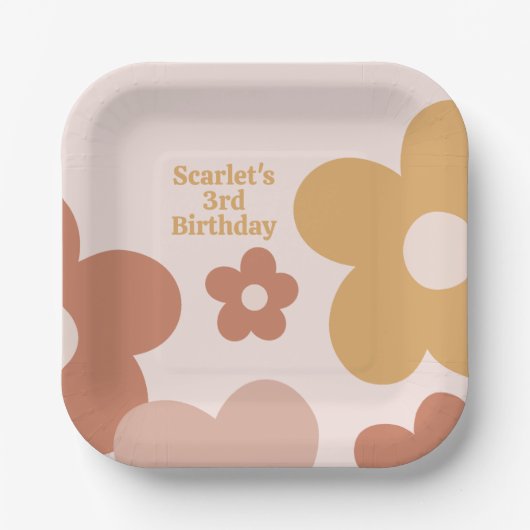 Trendy Boho Daisies Papieren Bordje (Voorkant)