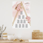 Trendy Boho Dried Palm and Blush Flowers Gold Poster (Keuken)