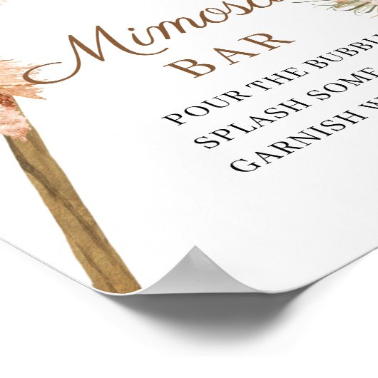 Trendy Boho Dried Palm Pampas Grass Mimosa Bar Poster (Hoek)
