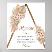 Trendy Boho Dried Palm Pampas Grass Mimosa Bar Poster (Voorkant)