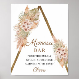 Trendy Boho Dried Palm Pampas Grass Mimosa Bar Poster