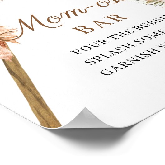 Trendy Boho Dried Palm Pampas Grass Momosa Bar Poster (Hoek)