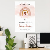 Trendy Boho Dusty Pink Rainbow Welkom Poster (Thuiskantoor)