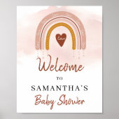 Trendy Boho Dusty Pink Rust Rainbow Welkom Poster (Voorkant)