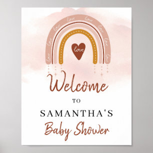 Trendy Boho Dusty Pink Rust Rainbow Welkom Poster
