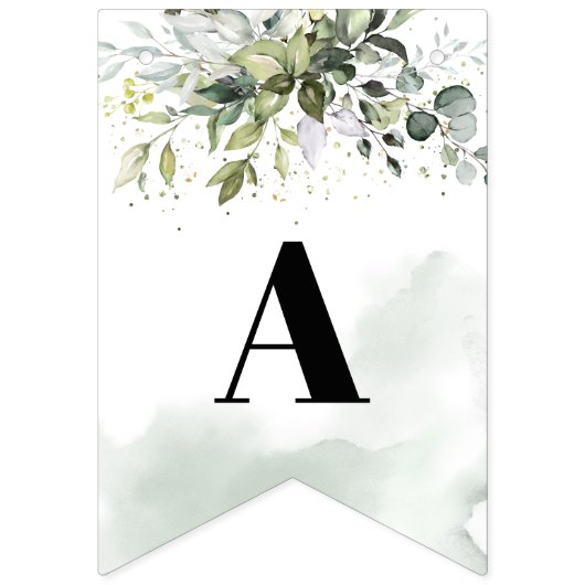 Trendy boho eucalyptus groen 16e verjaardagsfeest vlaggetjes (Tweede vlag)