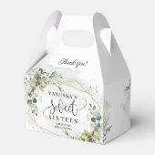 Trendy boho eucalyptus groen goud 16e verjaardag bedankdoosjes (Achterkant)