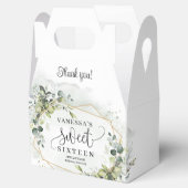 Trendy boho eucalyptus groen goud 16e verjaardag bedankdoosjes (Geopend)