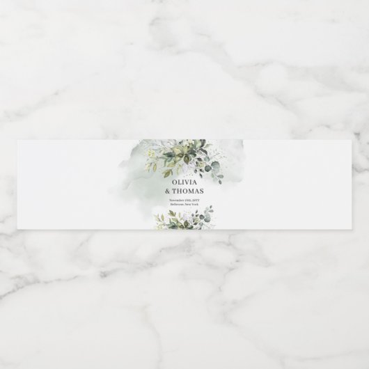 Trendy boho eucalyptus groen goud waterfles etiket (Enkel label)