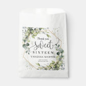 Trendy boho eucalyptus groen goud zoete zestien bedankzakje (Voorkant)