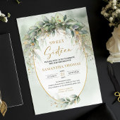 Trendy boho eucalyptus groen goud zoete zestien kaart