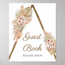 Trendy Boho Gedroogd Palm Pampas Gras Gastboek Poster