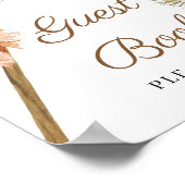 Trendy Boho Gedroogd Palm Pampas Gras Guestbook Poster (Hoek)