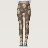 Trendy Boho gouden folie bloemmotief Leggings (Voorkant)
