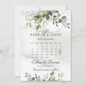 Trendy boho greenery foliage eucalyptusbladeren save the date (Voorkant)