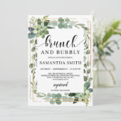 Trendy boho greenery succulent floral brunch kaart (Staand voorkant)