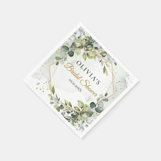 Trendy boho groen gebladerte goud vrijgezellenfees servet (Hoek)