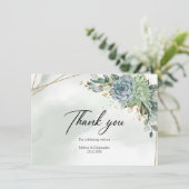 Trendy boho groene succulenten eucalyptus loof bedankkaart (Staand voorkant)